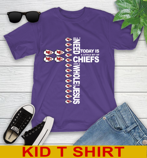 NFL All I Need Today Is A Little Bit Of Kansas City Chiefs Cross Shirt Youth T-Shirt 3