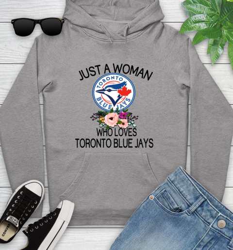 MLB Just A Woman Who Loves Toronto Blue Jays Baseball Sports Youth Hoodie 4