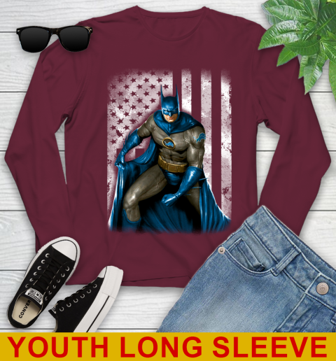 Detroit Lions NFL Football Batman DC American Flag Shirt Youth Long Sleeve 6