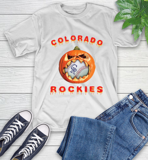 MLB Colorado Rockies Halloween Pumpkin Baseball Sports T-Shirt