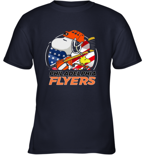 l5lt philadelphia flyers snoopy and woodstock nhl youth t shirt 26 front navy