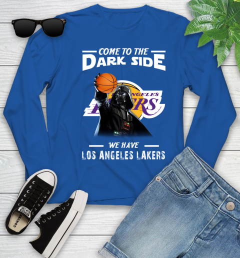 NBA Come To The Dark Side We Have Los Angeles Lakers Star Wars Darth Vader Basketball Youth Long Sleeve 10