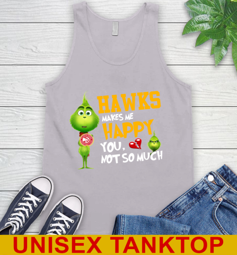 NBA Atlanta Hawks Makes Me Happy You Not So Much Grinch Basketball Sports Tank Top 3