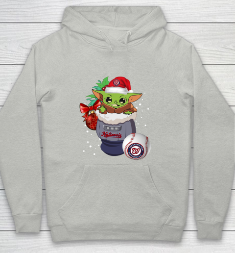 Washington Nationals Christmas Baby Yoda Star Wars Funny Happy MLB Youth Hoodie 2