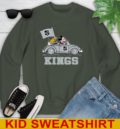 NHL Hockey Los Angeles Kings Pluto Mickey Driving Disney Shirt Youth Sweatshirt 9