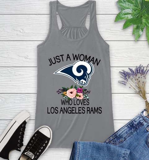 NFL Just A Woman Who Loves Los Angeles Rams Football Sports Racerback Tank 3