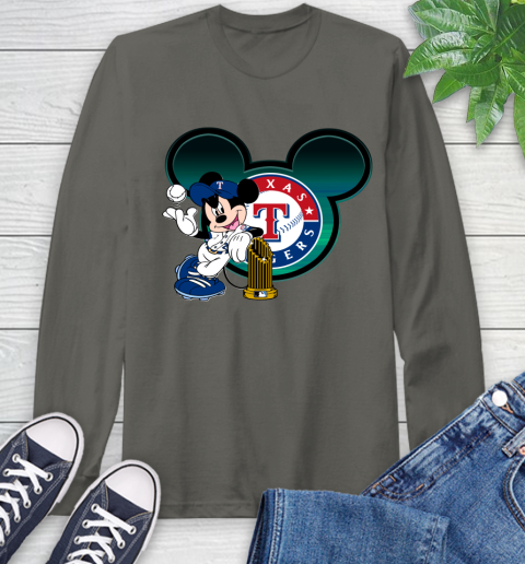MLB Texas Rangers The Commissioner's Trophy Mickey Mouse Disney Long Sleeve T-Shirt 8