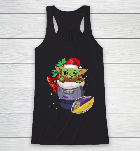 Minnesota Vikings Christmas Baby Yoda Star Wars Funny Happy NFL Racerback Tank