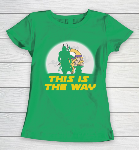 Minnesota Vikings NFL Football Star Wars Yoda And Mandalorian This Is The Way Women's T-Shirt 5