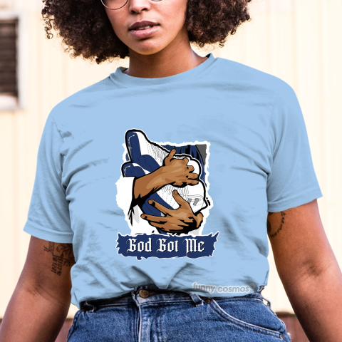 Air Jordan 12 French Blue Matching Sneaker Shirt God Got Me White And Blue Sneaker Tshirt