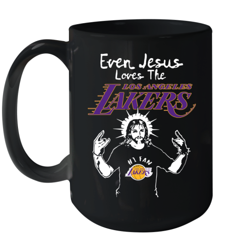 Los Angeles Lakers NBA Basketball Even Jesus Loves The Lakers Shirt Ceramic Mug 15oz
