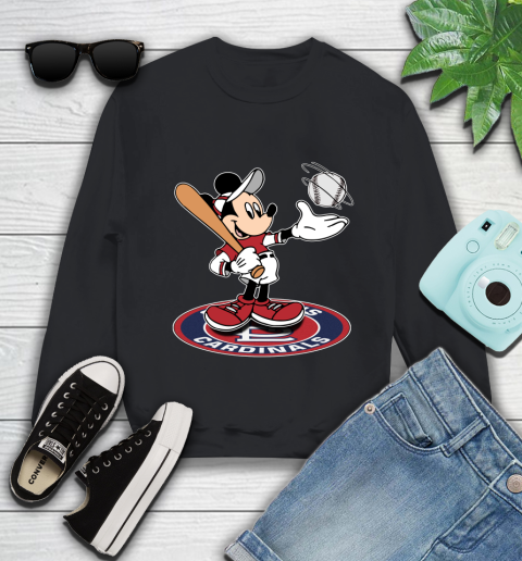 MLB Baseball St.Louis Cardinals Cheerful Mickey Disney Shirt Youth Sweatshirt