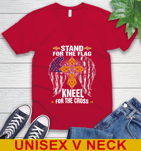 NBA Basketball Houston Rockets Stand For Flag Kneel For The Cross Shirt V-Neck T-Shirt 6