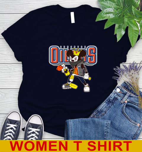 Edmonton Oilers NHL Hockey Mickey Peace Sign Sports Women's T-Shirt 3