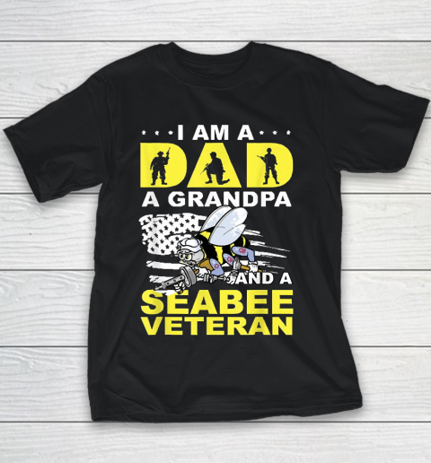 Grandpa Funny Gift Apparel  I'm A Dad A Grandpa And Navy Seabee Veteran Youth T-Shirt
