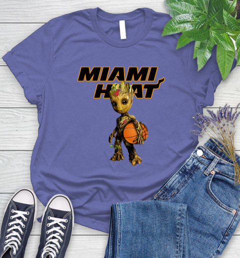Miami Heat NBA Basketball Groot Marvel Guardians Of The Galaxy Women's T-Shirt 11