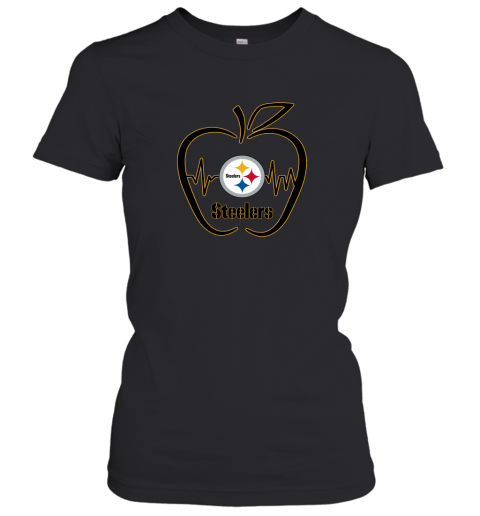 Apple Heartbeat Teacher Symbol Pittsburg Steelers Women's T-Shirt