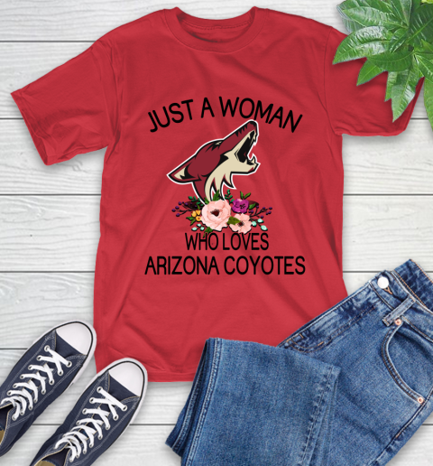 NHL Just A Woman Who Loves Arizona Coyotes Hockey Sports T-Shirt 10