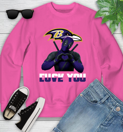 NHL Baltimore Ravens Deadpool Love You Fuck You Football Sports Youth Sweatshirt 6