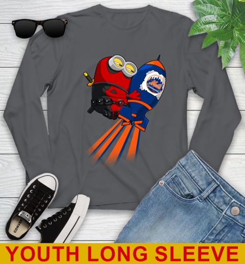 MLB Baseball New York Mets Deadpool Minion Marvel Shirt Youth Long Sleeve 9