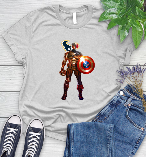 NFL Captain America Marvel Avengers Endgame Football Sports Houston Texans Women's T-Shirt