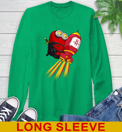 NBA Basketball Houston Rockets Deadpool Minion Marvel Shirt Long Sleeve T-Shirt 8