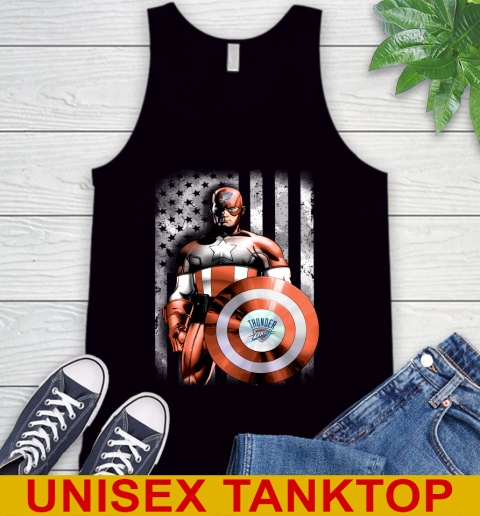 Oklahoma City Thunder NBA Basketball Captain America Marvel Avengers American Flag Shirt Tank Top