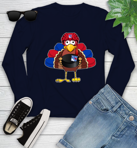 New York Rangers Turkey Thanksgiving Day Youth Long Sleeve 3