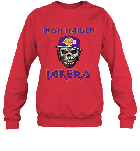 ieov nba los angeles lakers iron maiden rock band music basketball sweatshirt 35 front red