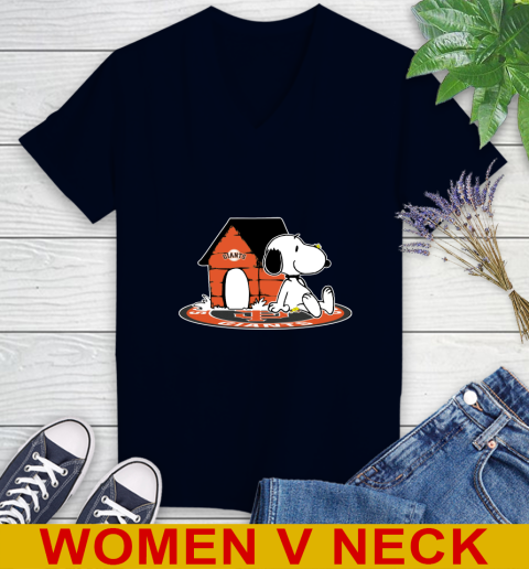 MLB Baseball San Francisco Giants Snoopy The Peanuts Movie Shirt Women's V-Neck T-Shirt 3
