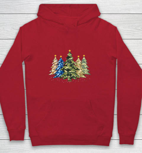 Camo Print Christmas Trees with Camouflage Print Xmas Youth Hoodie 7