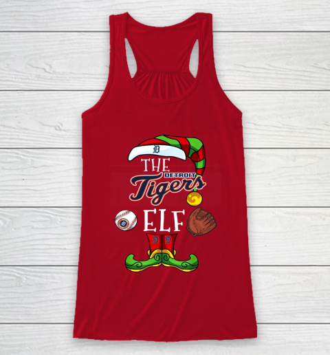 Detroit Tigers Christmas ELF Funny MLB Racerback Tank 4