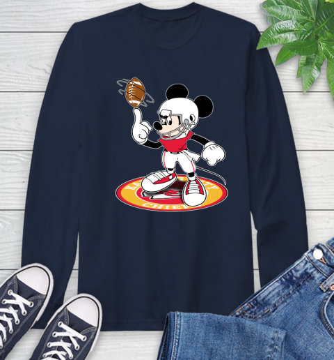 NFL Football Kansas City Chiefs Cheerful Mickey Disney Shirt Long Sleeve T-Shirt 4