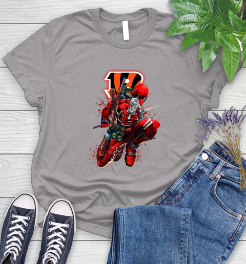 NFL Deadpool Marvel Comics Sports Football Cincinnati Bengals Women's T-Shirt 5