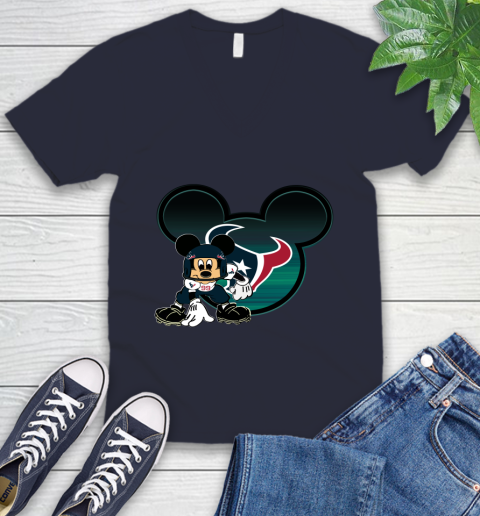 NFL Houston Texans Mickey Mouse Disney Football T Shirt V-Neck T-Shirt 3