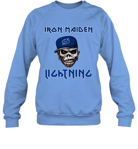 NHL Tampa Bay Lightning Iron Maiden Rock Band Music Hockey Sports 1ORsu6Q9CKP sweatshirt 35 95 151514 front carolina blue