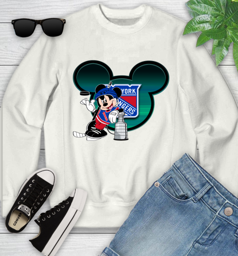 NHL New York Rangers Stanley Cup Mickey Mouse Disney Hockey T Shirt Youth Sweatshirt
