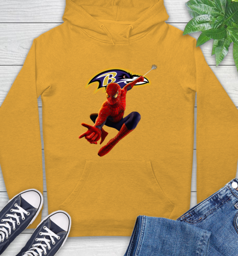 NFL Spider Man Avengers Endgame Football Baltimore Ravens Hoodie 3