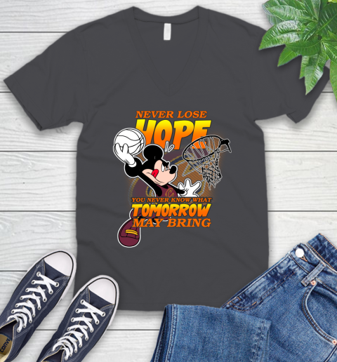Cleveland Cavaliers NBA Basketball Mickey Disney Never Lose Hope V-Neck T-Shirt 4