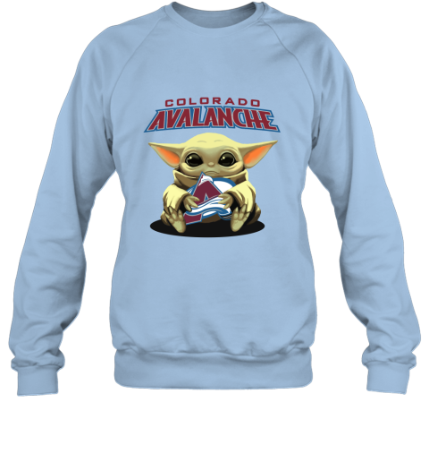 Baby Yoda Hugs The Colorado Avalanche Ice Hockey Sweatshirt