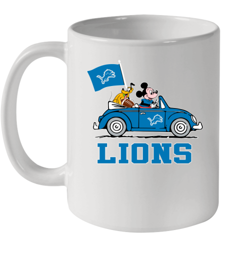 NFL Football Detroit Lions Pluto Mickey Driving Disney Shirt Ceramic Mug 11oz