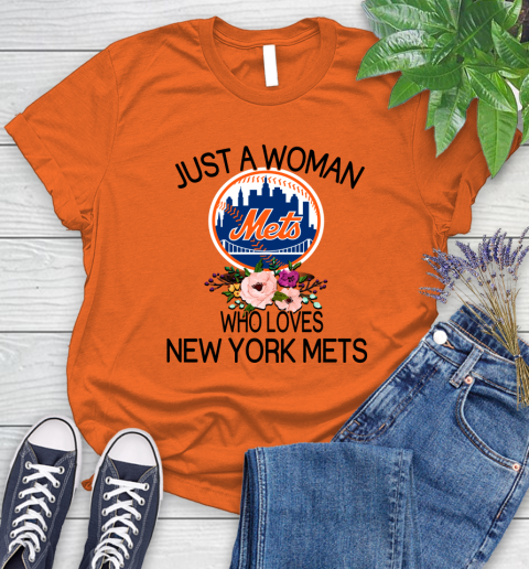 MLB Just A Woman Who Loves New York Mets Baseball Sports Women's T-Shirt 2