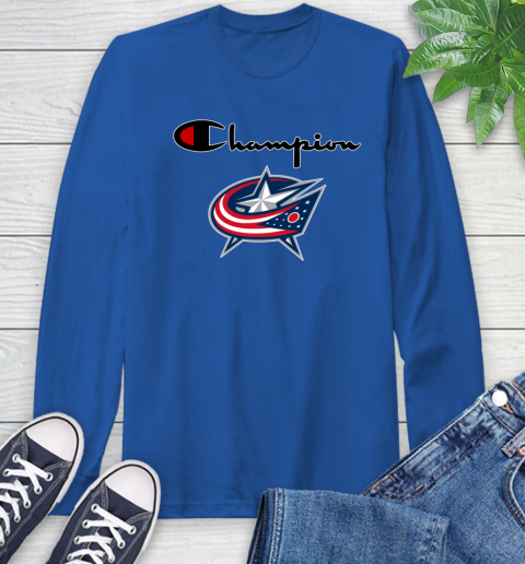 NHL Hockey Columbus Blue Jackets Champion Shirt Long Sleeve T-Shirt 7