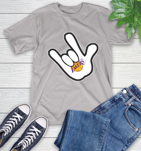 Los Angeles Lakers NBA Basketball Mickey Rock Hand Disney T-Shirt 12