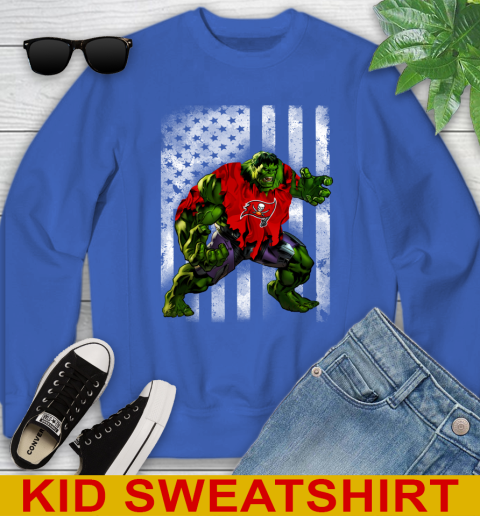 Tampa Bay Buccaneers Hulk Marvel Avengers NFL Football American Flag Youth Sweatshirt 6