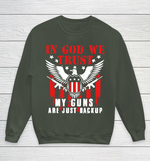 Veteran Shirt In God We Trust My Guns Are Just Backup Defend Second Amendment Flag Rifle AR 15 Gun Rights Youth Sweatshirt 8