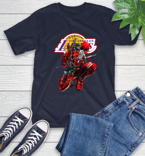 NBA Deadpool Marvel Comics Sports Basketball Los Angeles Lakers T-Shirt 4