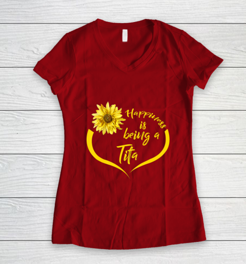 Womens Tita Gift Happiness Is Being A Tita Women's V-Neck T-Shirt 8