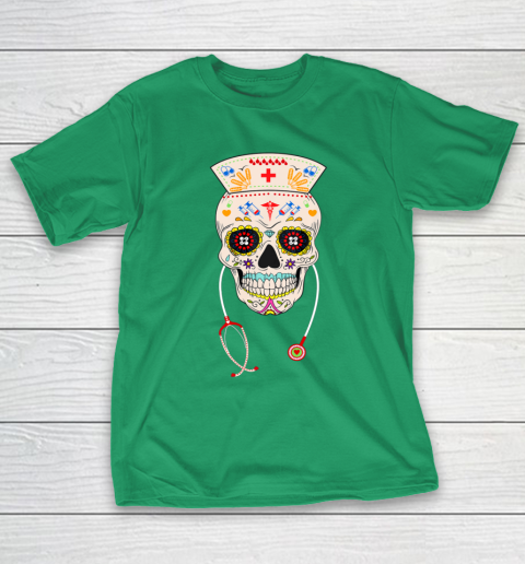 Nurse Sugar Skull Shirt Halloween Day Of The Dead Dia De Los T-Shirt 5