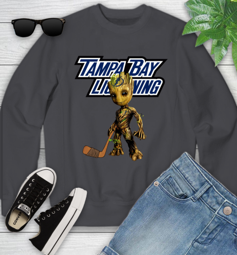 Tampa Bay Lightning NHL Hockey Groot Marvel Guardians Of The Galaxy Youth Sweatshirt 6